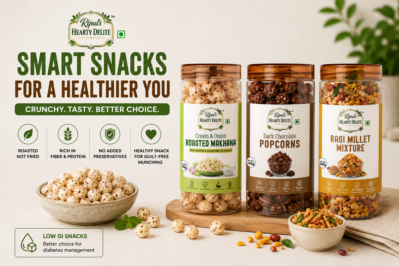 7 Best Tea‑Time Snacks for Diabetics: Makhana, Millets & Low‑GI Chips