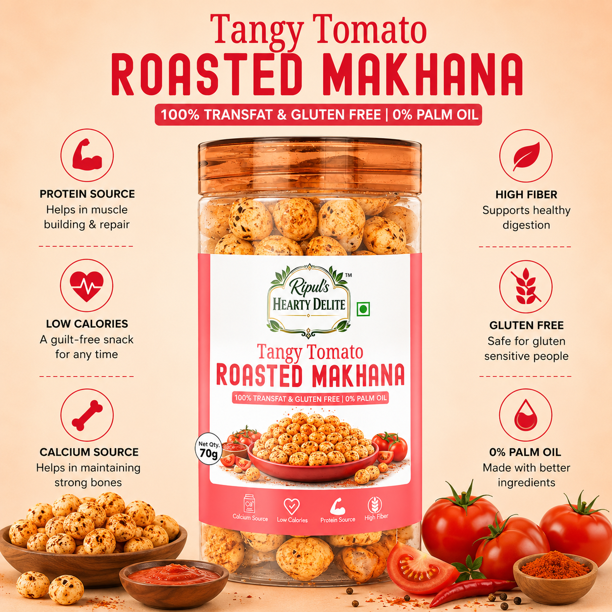 Tangy Tomato Roasted Makhana