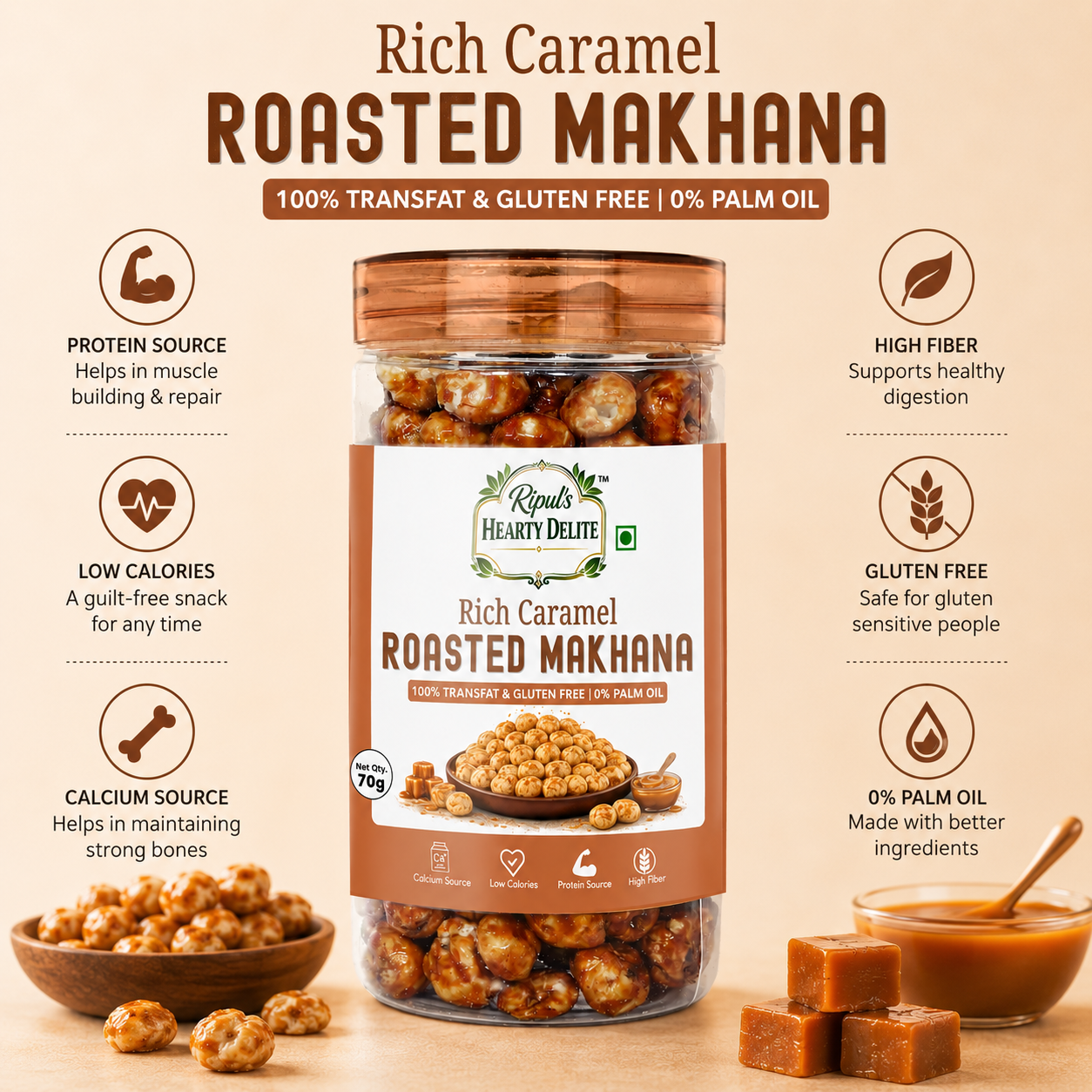 Rich Caramel Roasted  Makhana